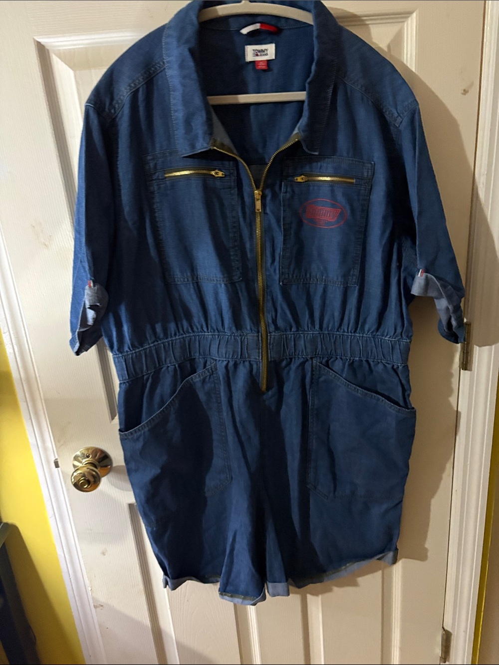 Tommy Hilfiger Blue Denim Zip-Front Kids One-Piece